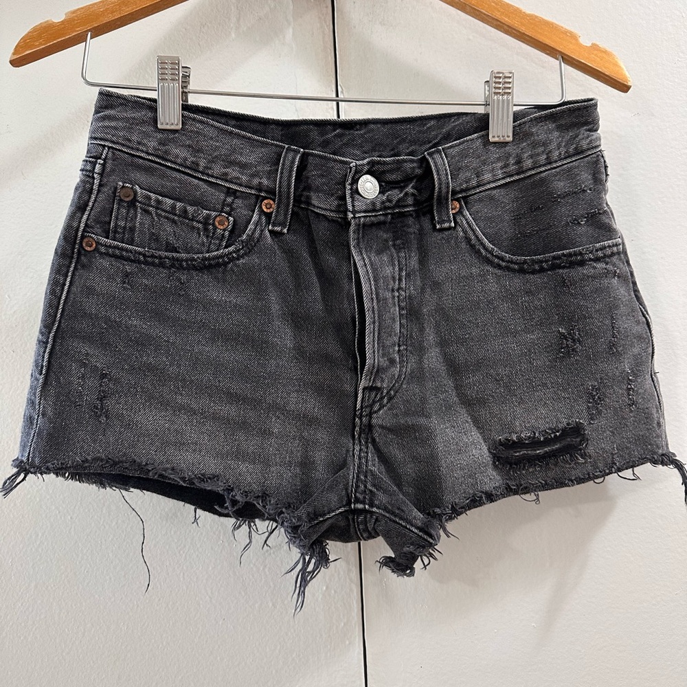 Levis 501 Black Denim Shorts